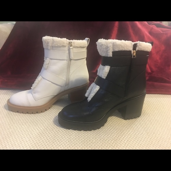New Nine West Boots Sz 9.5 White & 10 black buckle - Picture 3 of 8